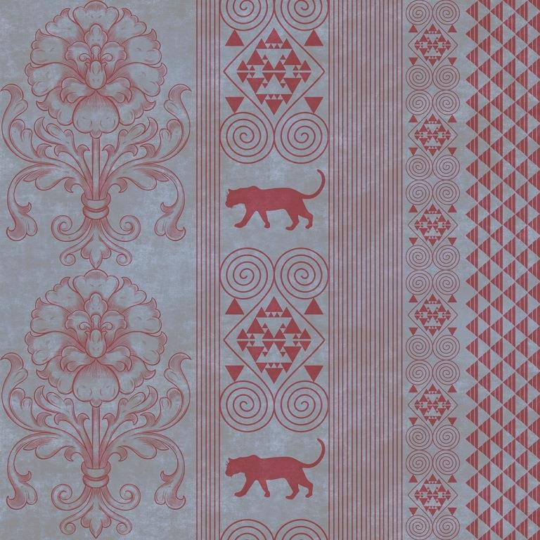 Roseate Tribal Panel Botanical wallpaper for living room & foyer interiors | MWA-LWZ-150