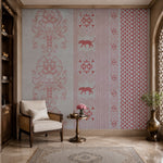Roseate Tribal Panel Botanical wallpaper design view 2 | MWA-LWZ-150