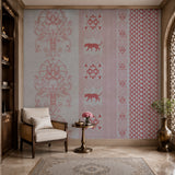 Roseate Tribal Panel Botanical wallpaper design view 2 | MWA-LWZ-150