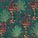 Peacock Garden (Emerald) Wildlife wallpaper for living room & bedroom interiors | MWA-LWZ-147