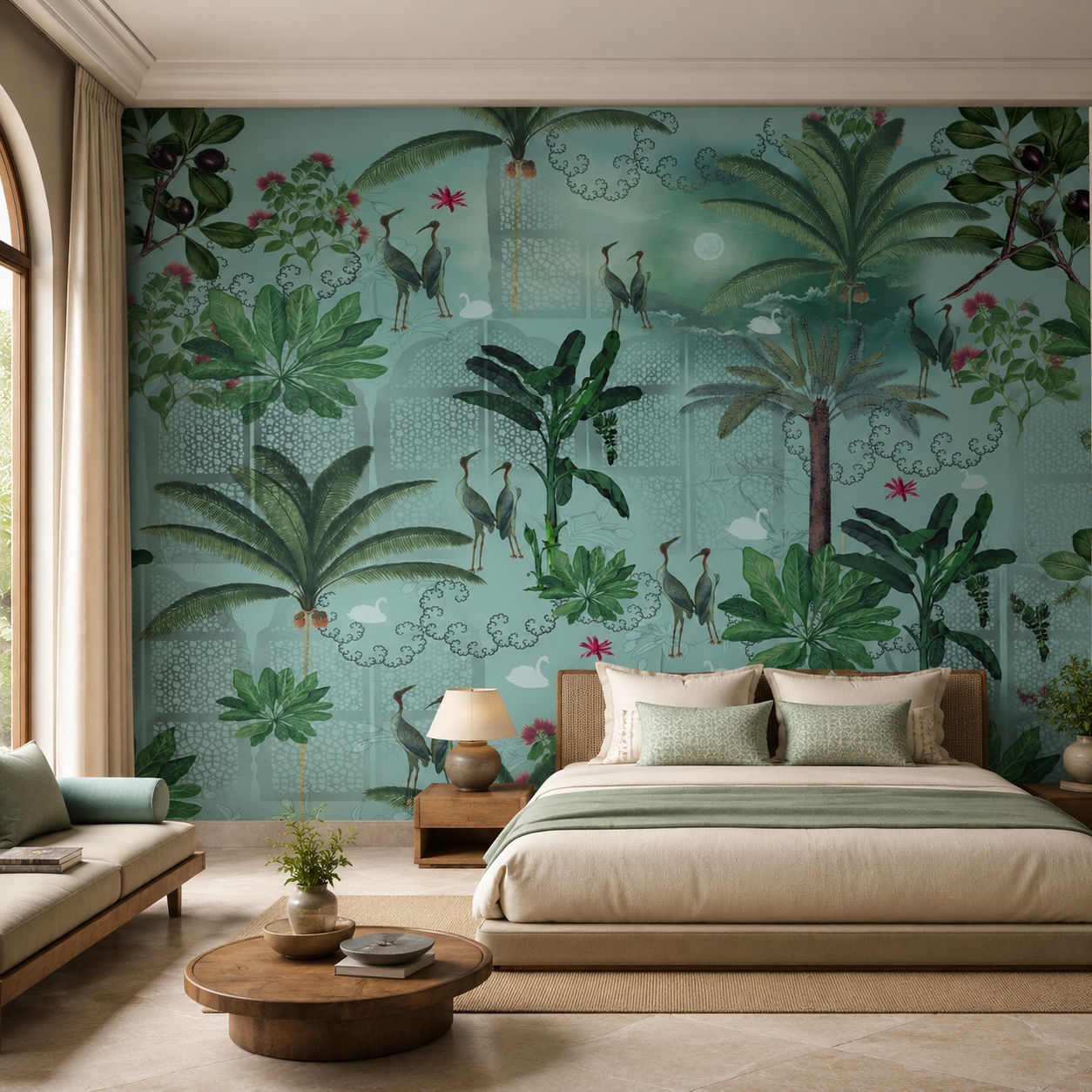 Midnight Heron Lagoon Wildlife wallpaper design view 2 | MWA-LWZ-145