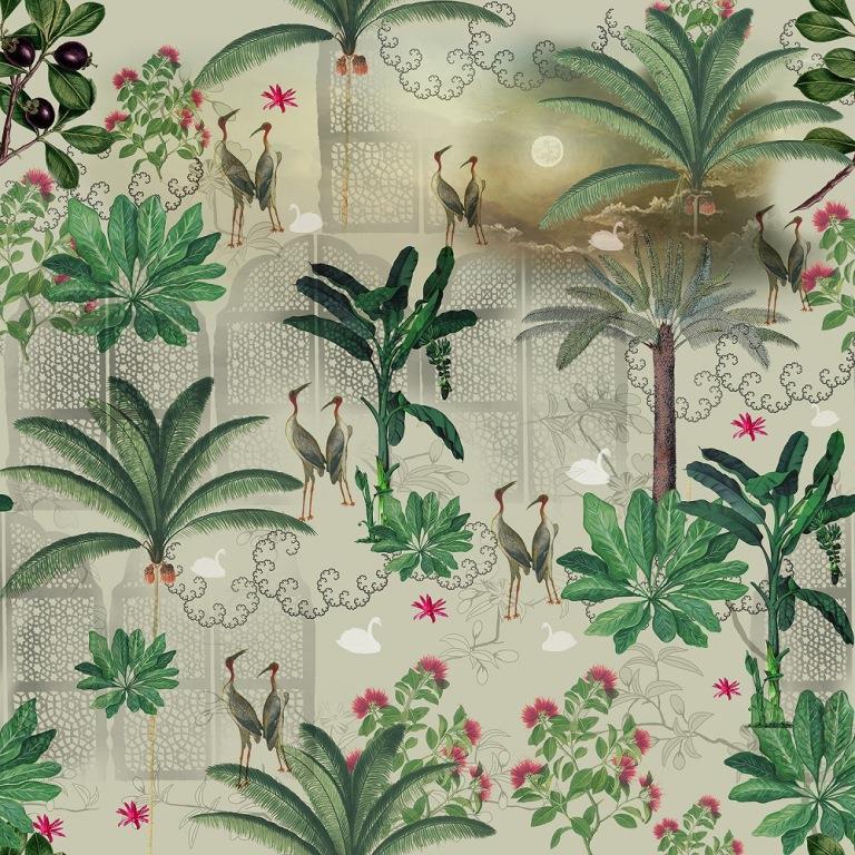 Oasis of Serenity Botanical wallpaper for living room & bedroom interiors | MWA-LWZ-144