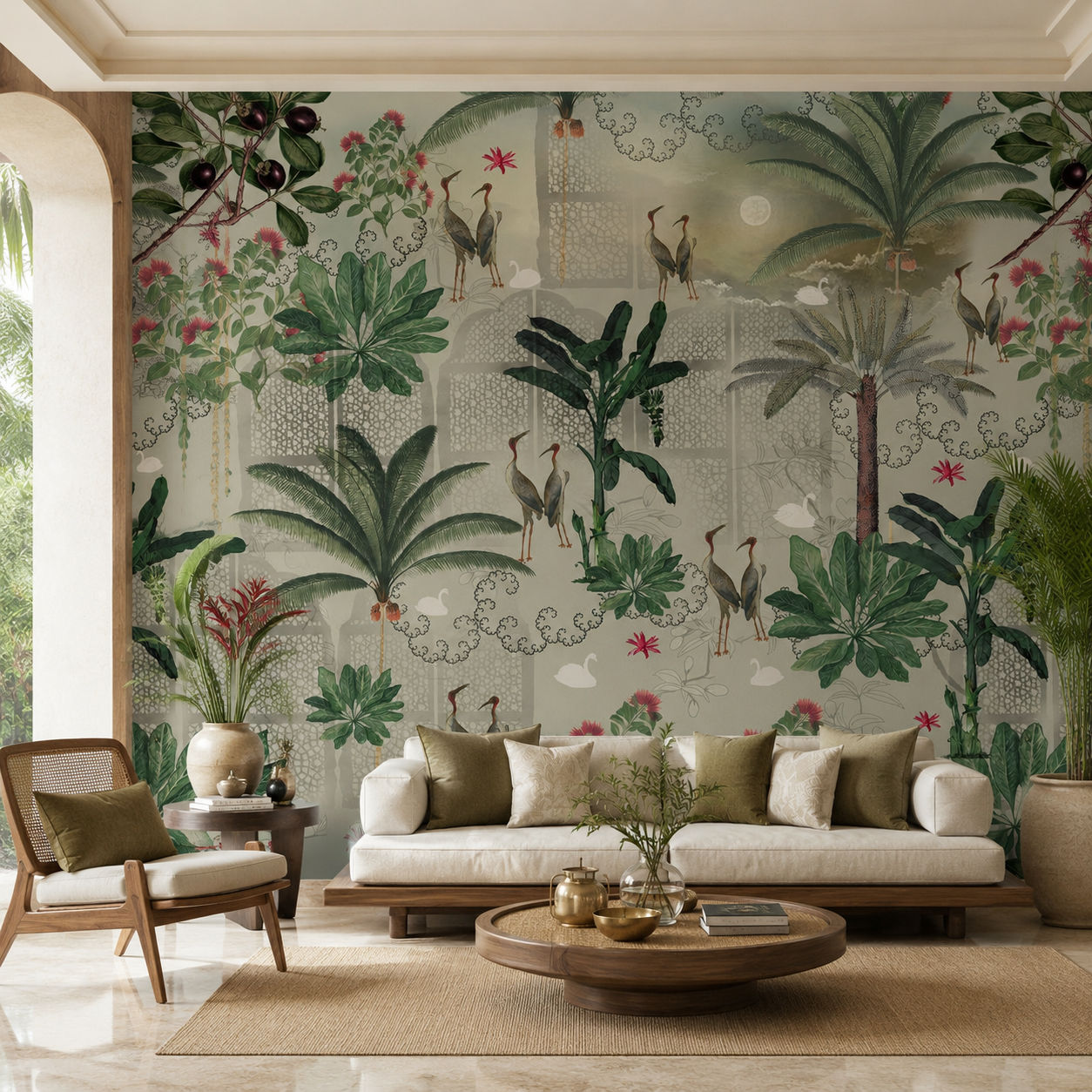 Oasis of Serenity Botanical wallpaper design view 2 | MWA-LWZ-144