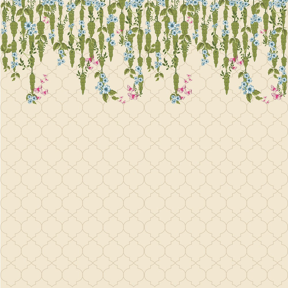 Hanging Garden (Cream) Botanical wallpaper for living room & dining room interiors | MWA-LWZ-143