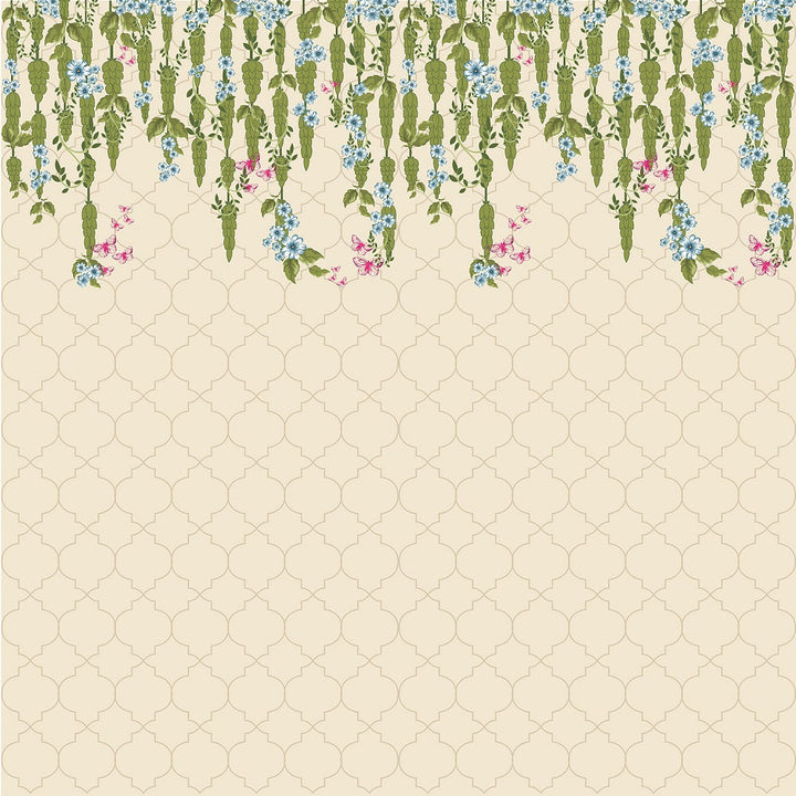 Hanging Garden (Cream) Botanical wallpaper for living room & dining room interiors | MWA-LWZ-143