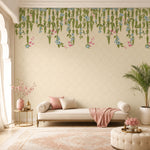 Hanging Garden (Cream) Botanical wallpaper design view 2 | MWA-LWZ-143