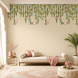 Hanging Garden (Cream) Botanical wallpaper design view 2 | MWA-LWZ-143