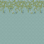 Teal Botanical Lattice Botanical wallpaper for living room & bedroom interiors | MWA-LWZ-142