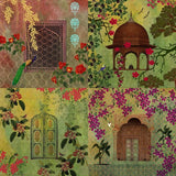 Royal Courtyard Collage Architecture wallpaper for living room & foyer interiors | MWA-LWZ-141