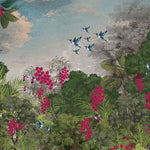 Hummingbird Forest Botanical wallpaper for living room & dining room interiors | MWA-LWZ-140