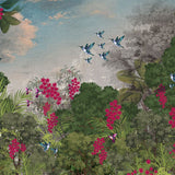Hummingbird Forest Botanical wallpaper for living room & dining room interiors | MWA-LWZ-140