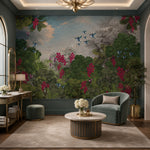 Hummingbird Forest Botanical wallpaper design view 2 | MWA-LWZ-140