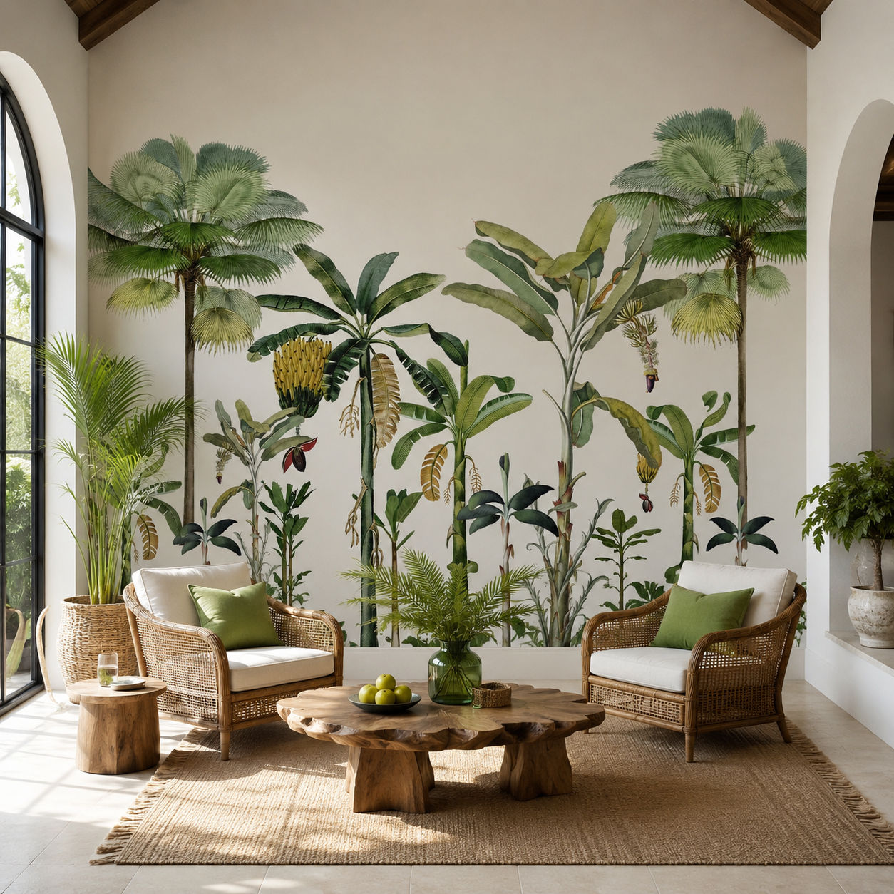 Botanical Palm Grove Botanical wallpaper design view 2 | MWA-LWZ-139