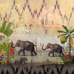 Elephants by the Taj Wildlife wallpaper for living room & bedroom interiors | MWA-LWZ-138