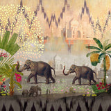 Elephants by the Taj Wildlife wallpaper for living room & bedroom interiors | MWA-LWZ-138
