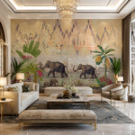 Elephants by the Taj Wildlife wallpaper design view 2 | MWA-LWZ-138