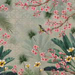 Blossom & Bamboo Botanical wallpaper for living room & bedroom interiors | MWA-LWZ-136