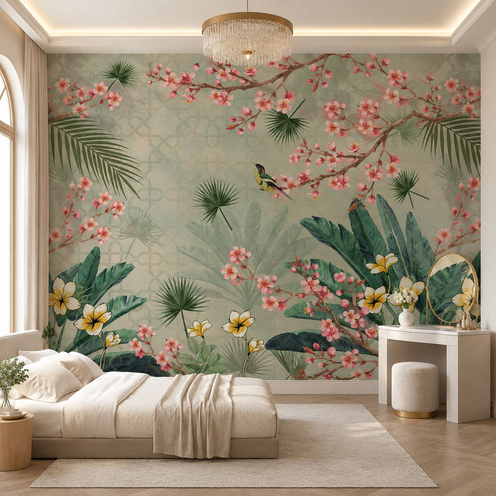 Blossom & Bamboo Botanical wallpaper design view 2 | MWA-LWZ-136
