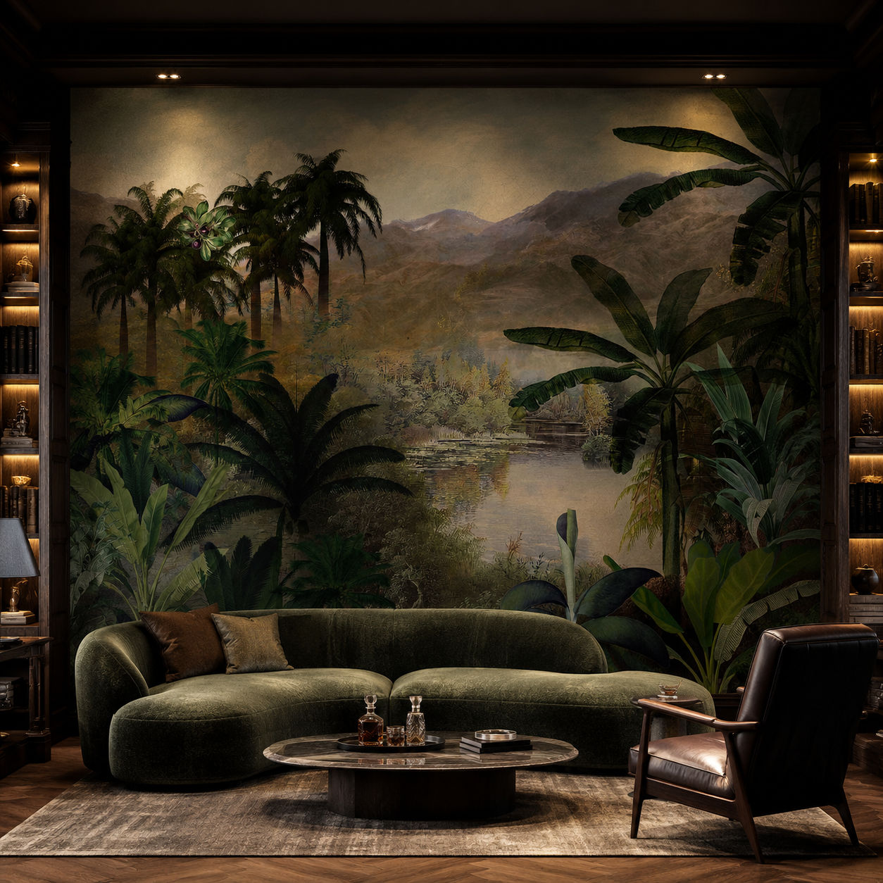 Misty Tropical Basin Landscape wallpaper design view 2 | MWA-LWZ-135
