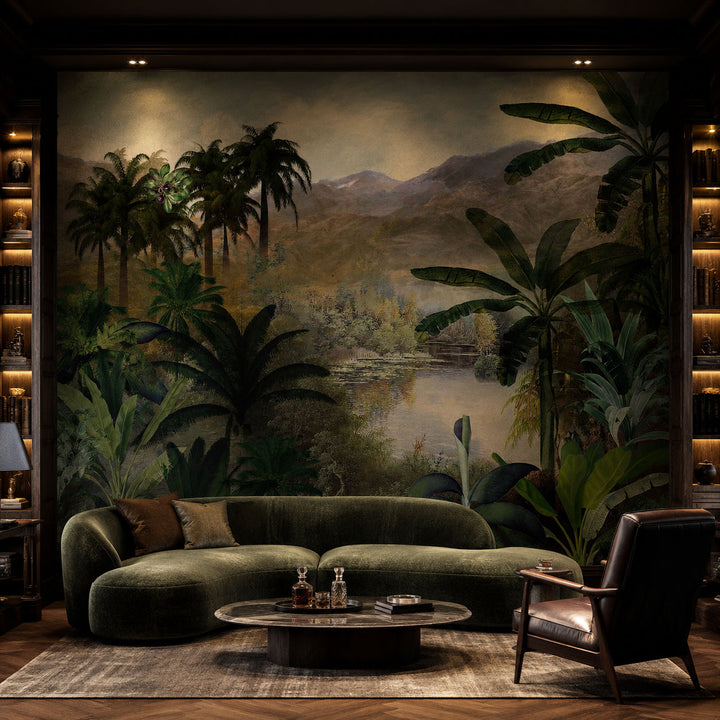 Misty Tropical Basin Landscape wallpaper design view 2 | MWA-LWZ-135