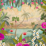 Floral Lagoon Botanical wallpaper for living room & resort interiors | MWA-LWZ-134
