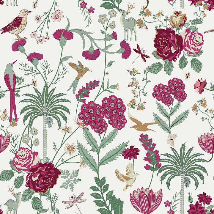 Chintz Garden Botanical wallpaper for living room & bedroom interiors | MWA-LWZ-133
