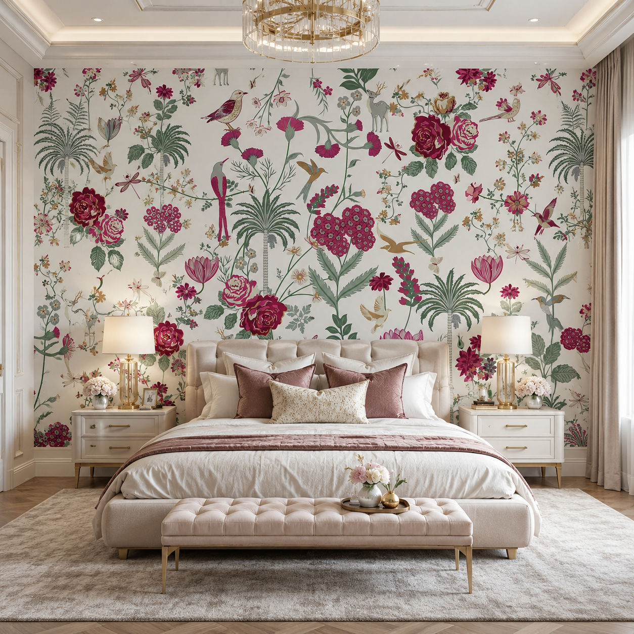 Chintz Garden Botanical wallpaper design view 2 | MWA-LWZ-133