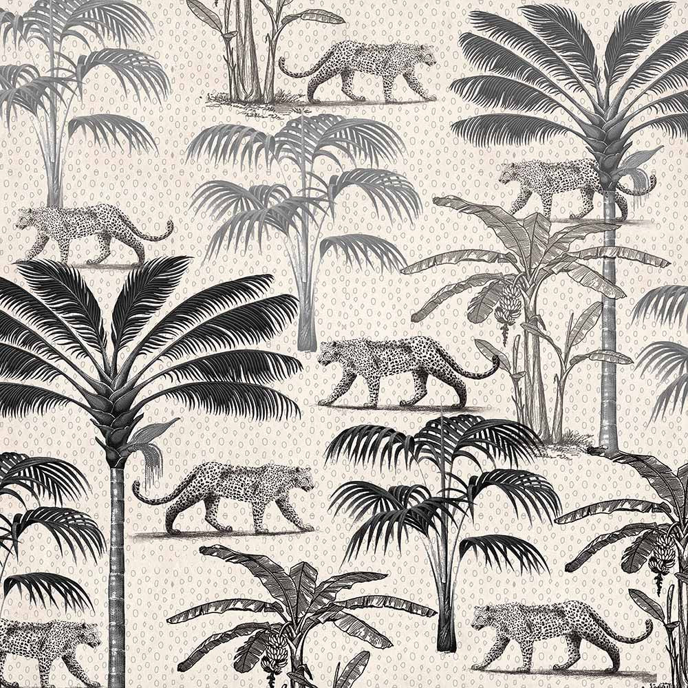 Monochrome Prowl Wildlife wallpaper for living room & bedroom interiors | MWA-LWZ-130
