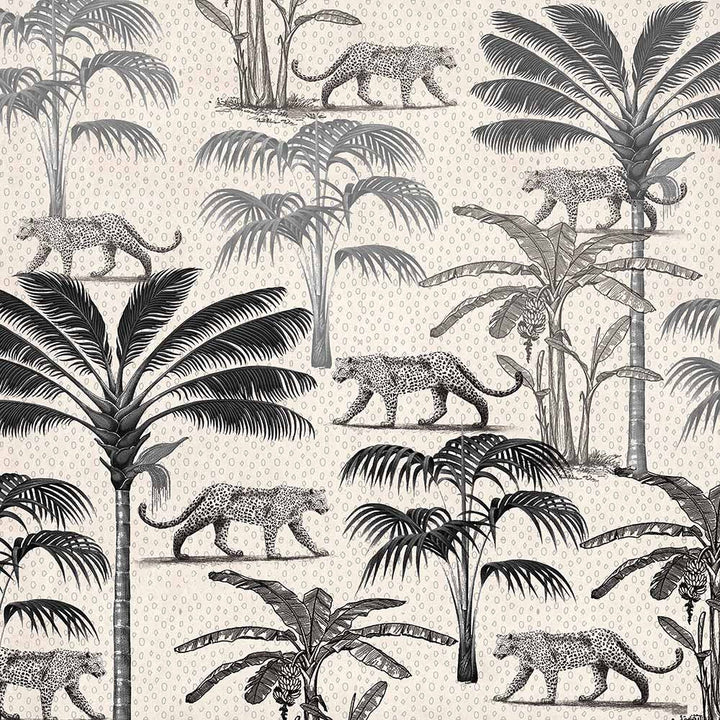 Monochrome Prowl Wildlife wallpaper for living room & bedroom interiors | MWA-LWZ-130