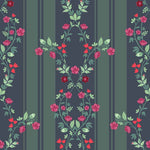 Midnight Floral Stripe Botanical wallpaper for living room & bedroom interiors | MWA-LWZ-126