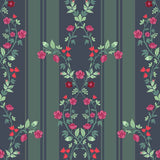 Midnight Floral Stripe Botanical wallpaper for living room & bedroom interiors | MWA-LWZ-126