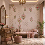 Mauve Mughal Buti Botanical wallpaper design view 2 | MWA-LWZ-125