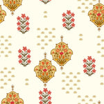 Cream Mughal Buti Botanical wallpaper for living room & foyer interiors | MWA-LWZ-124