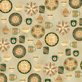 Vintage Tea Party Decorative Objects wallpaper for dining room & café interiors | MWA-LWZ-123