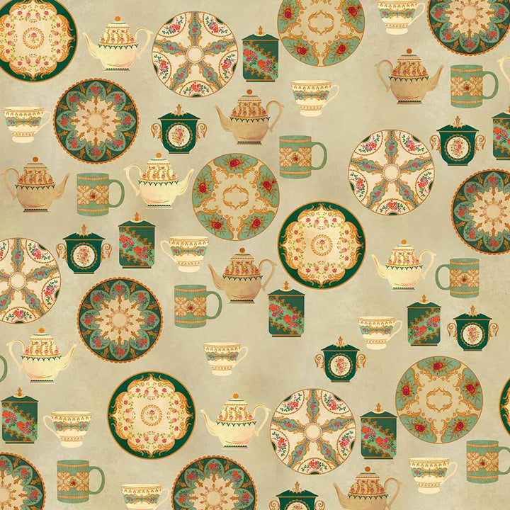 Vintage Tea Party Decorative Objects wallpaper for dining room & café interiors | MWA-LWZ-123