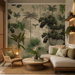 Tropical Etching Botanical wallpaper design view 2 | MWA-LWZ-122