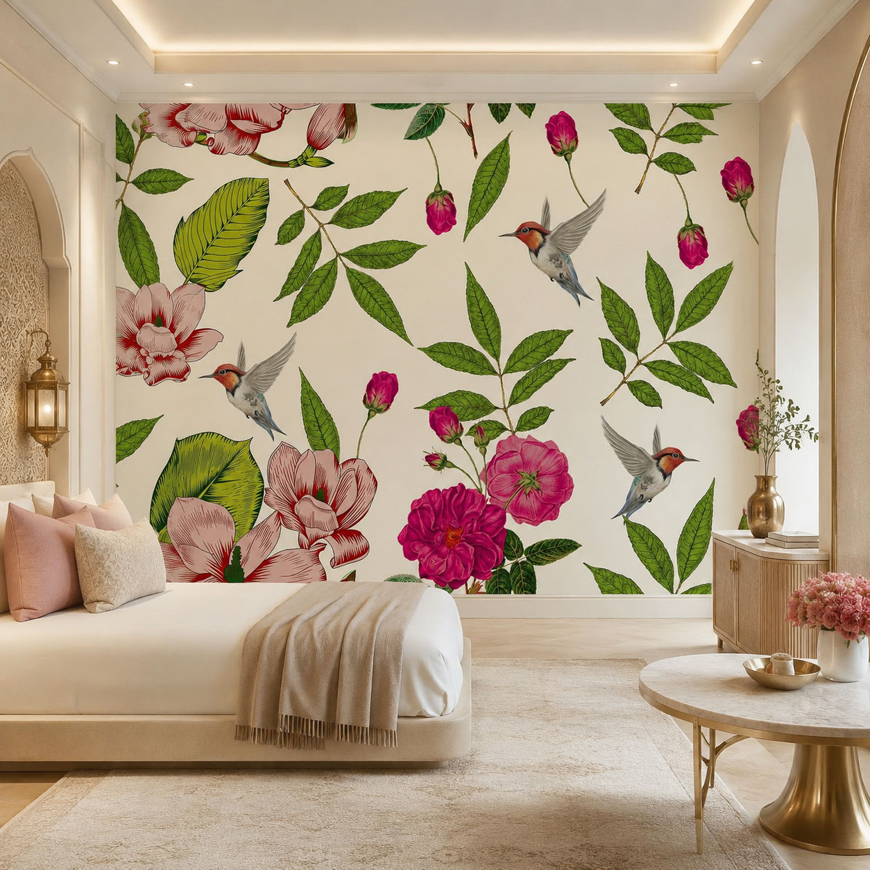Botanical Hummingbird Botanical wallpaper design view 2 | MWA-LWZ-120
