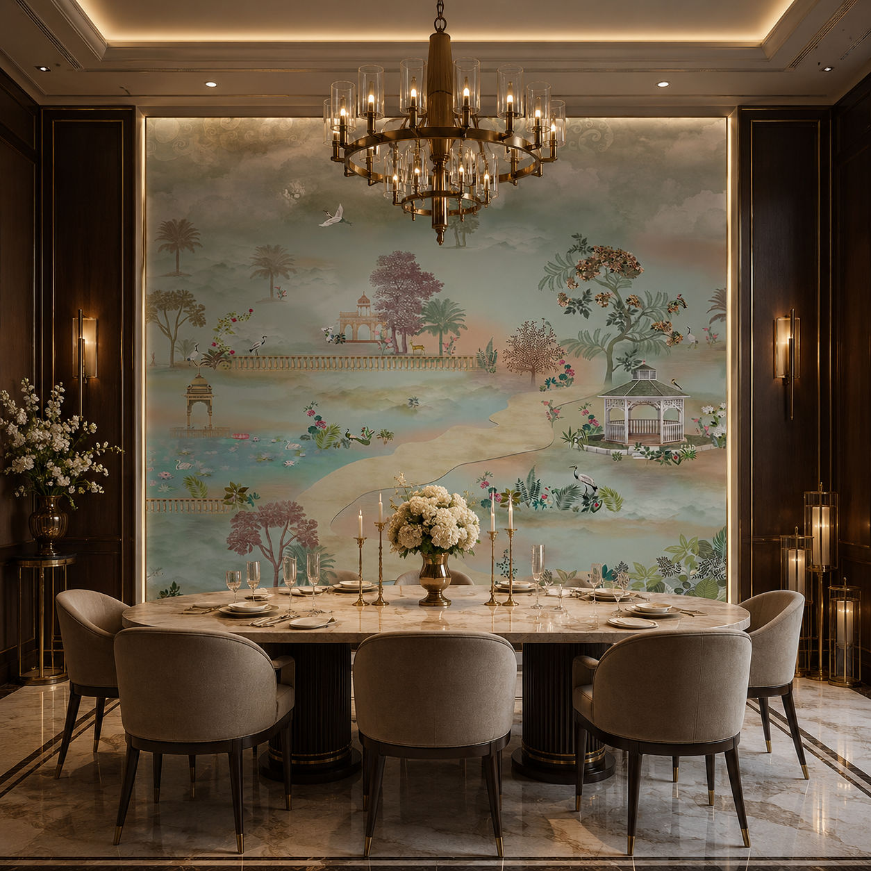 Enchanted Pavilion Landscape wallpaper design view 2 | MWA-LWZ-117