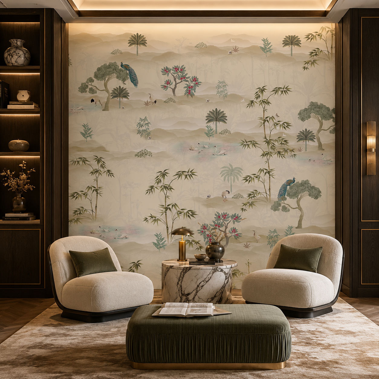 Bamboo Serenity Botanical wallpaper design view 2 | MWA-LWZ-115