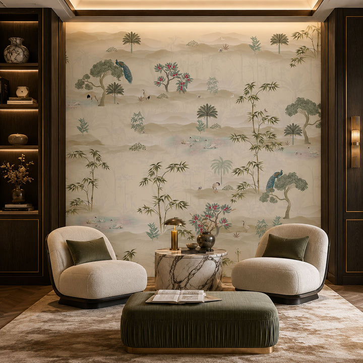 Bamboo Serenity Botanical wallpaper design view 2 | MWA-LWZ-115
