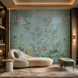 Celestial Blossom (Teal) Botanical wallpaper design view 2 | MWA-LWZ-114