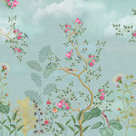Celestial Blossom (Teal) Botanical wallpaper for living room & bedroom interiors | MWA-LWZ-114
