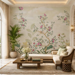 Celestial Blossom (Cream) Botanical wallpaper design view 2 | MWA-LWZ-113