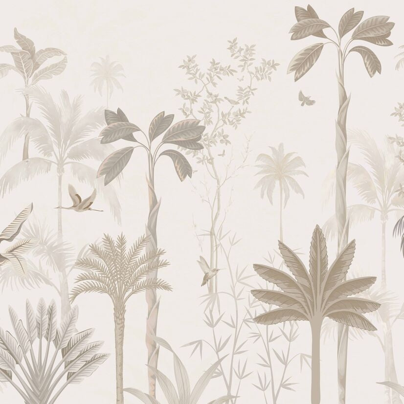 Monochrome Palms Botanical wallpaper for living room & dining room interiors | MWA-LWZ-110