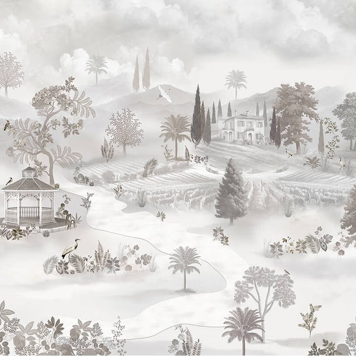 Tuscan Morning Landscape wallpaper for living room & hospitality interiors | MWA-LWZ-108