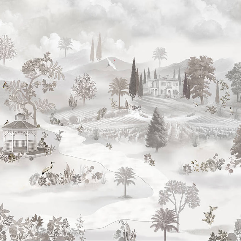 Tuscan Morning Landscape wallpaper for living room & hospitality interiors | MWA-LWZ-108