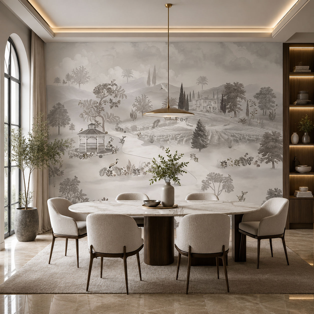 Tuscan Morning Landscape wallpaper design view 2 | MWA-LWZ-108