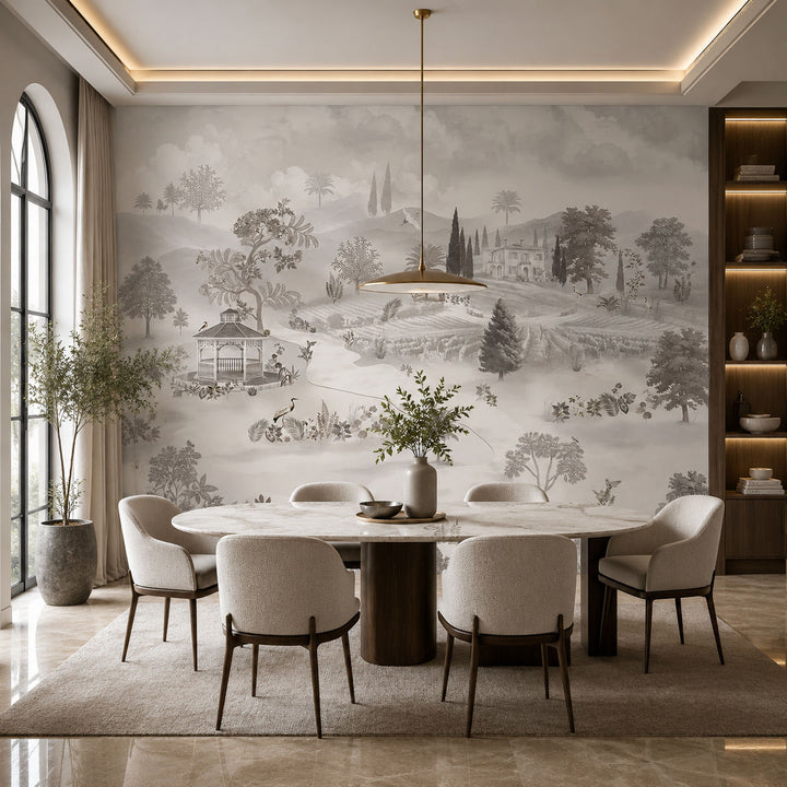 Tuscan Morning Landscape wallpaper design view 2 | MWA-LWZ-108