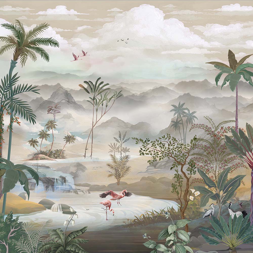 Radiant Tropics Landscape wallpaper for living room & resort interiors | MWA-LWZ-107