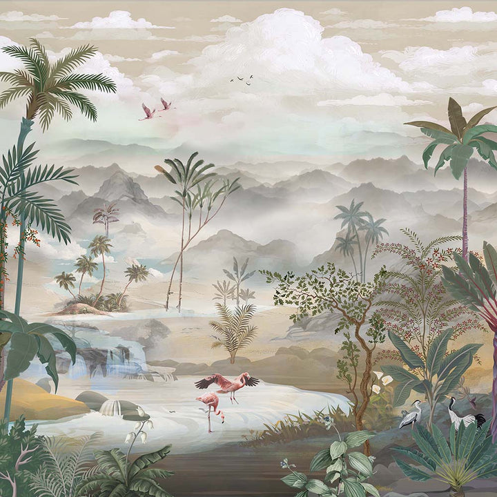 Radiant Tropics Landscape wallpaper for living room & resort interiors | MWA-LWZ-107